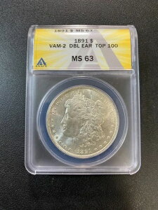 1891�N ���[�K���E�_���[ ANACS MS-63 - ������ - VAM 2 DBL EAR TOP 100 - �X���u - $1