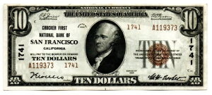 �T���t�����V�X�R�A�J���t�H���j�A�B - 10�h�� 1929 Ty. 2 Crocker First National Bank Ch. # 1741. Ch CU