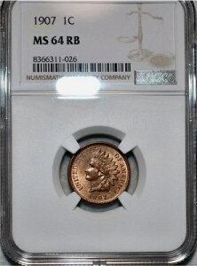 :1907 1C �C���f�B�A�� �v�����Z�X �Z���g �j�A�W�F�� NGC MS64RB ���ɐԂ��󏭉��l R3 ���O���[�h