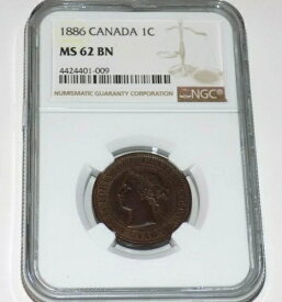 カナダ 1886年 ペニー NGC MS62 BN MS 62 UNC 1セント 鑑定済みコイン