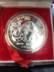 中国 1987年 ロングビーチ万博 5オンス シルバー パンダ プルーフ メダル コイン - 箱・品質保証書付き