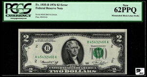 1976�N $2 FRN �j���[���[�N �v���t�B�b�N�X�����̕s��v H/B �G���[�m�[�g PCGS CU 62 PPQ