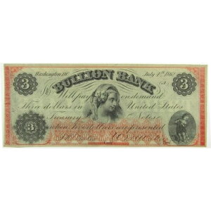 1862�N Bullion Bank ���V���g�� DC 3�h������ Unc �ڍ� SKU:CPC0274