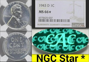 1943-D NGC MS66 CAC STAR Pop 15,344����25�� NGC�ؖ���?? �T�e���v���[�t�H? �����J�[���Z���g