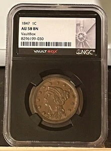 1847�N�� �҂ݍ��݃w�A ���[�W�Z���g 1�Z���g NGC AU58 BN ������ VaultBox Horizo??n