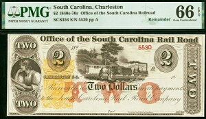 1840�N�� $2 �T�E�X�J�����C�i�S�������� PMG MS-66 EPQ �c�� RED TWO