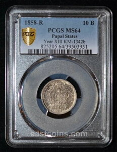 PCGS MS64 1858-R 13N C^Ac sEX9 Vo[ 10 oCIbL -gbv!