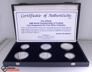 1986年メキシコサッカー世界選手権銀貨6枚コレクション