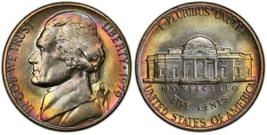 1979年 ジェファーソン ニッケル 5セント PCGS MS65 魅力的な虹色調
