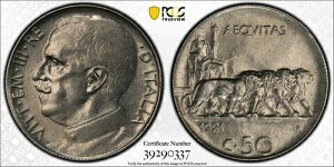 C^AA50 CENTESIMI 1921-R [hGbW - L[f[g PCGS AU 55 ( ST3 ) A
