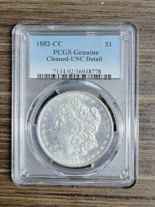 1882年CCモルガン銀貨$1 PCGS純正UNC詳細クリーニング済みカーソンシティ