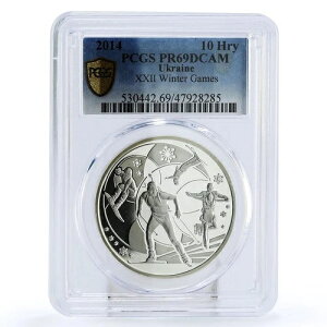 ウクライナ 10フリヴニャ ソチオリンピック スキー選手 フィギュアスケート PR69 PCGS コイン 2014