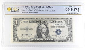 1935N G $1 ݏؖ bg[Ȃ Fr#1616 s[^[ VA 66 PPQ PCGS *6123