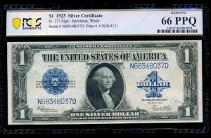 AC Fr 237 $1 1923 Vo[ؖ PCGS 66 PPQ !