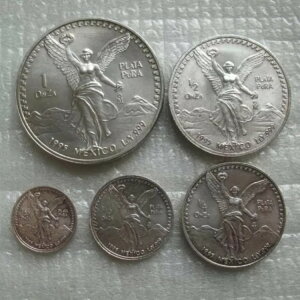 メキシコ 1995 リベルタッド銀貨 1オンザ 1/2 1/4 1/10 1/20オンザ UNC 5枚