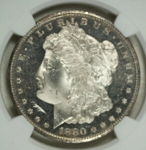 1880-S モルガン・ダラー。NGC MS62 DPL ディープミラー。魅力的。