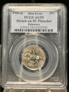 1999-D ~gG[ PCGS AU55 fEFA .25 5C vVFbg