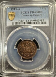 �R�C�� Kaiserreich 2 Pfennig 1915 A PCGS PR63RB �v���[�t PP TOP POP 1/0 nswleipzig