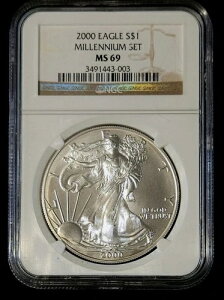 2000N 1h AJ Vo[ C[O NGC MS69 ~jA Zbg uE x .999 1gCIX