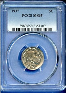 1937 P PCGS MS65 �o�b�t�@���[�j�b�P�� 5�Z���g �č������ǃR�C�� 1937-P MS-65 ������