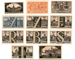 hCc ZERBST 10-2x25-7x50-100 PFENNIG 1921 UNC ً}ANotgeld 3C3.1