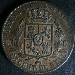 25 �Z���e�B�� 1864 �X�y�C�� KM#615.2 Espa?a Espagne c ����������������