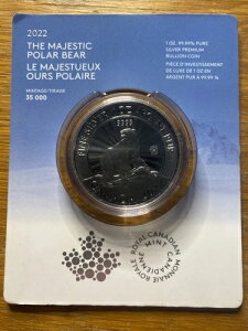 2022年カナダ女王エリザベス2世マジェスティックポーラーベア1オンスファインピュア.9999