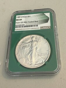 1989年イーグルS$1米国造幣局未開封ボックスNGC MS69グリーンコア