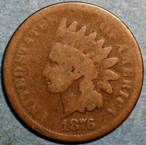 1876年 アメリカ合衆国 1セント インディアンヘッドセント KM# 90a