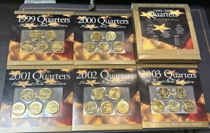 アメリカの未流通コイン:24カラット金貨 1999-2003 25クォーターセット