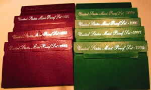 1990 91 92 93 94 95 96 97 1998 アメリカ造幣局 9プルーフセット S サンフランシスコ造幣局 COA