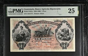 �O�A�e�}�� 1 �y�\ BANCO AGRICOLA HIPOTEEARIO P#S101a 1895-1900 PMG 25 ���ɍׂ���
