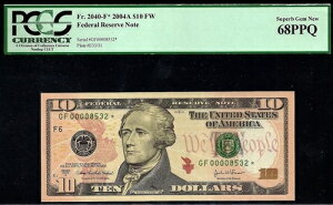 2004A $10 FRN Ag^ X^[ PCGS 68PPQ 2nd finest Fr 2309-F* VA 00008532*
