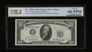 DBR 1950-A $10 FRN �V�J�S �W�F�� Fr. 2011-G PCGS-B 66 PPQ �V���A�� G51291832D