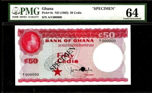 K[i 50ZfB 1965N { PMG 64 UNC sbNԍ 8s S/N A/I 000000