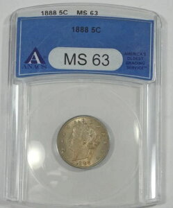 1888年 リバティ/「V」ニッケル 認定 ANACS MS 63 5セント