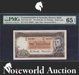 �I�[�X�g�����A 10�V�����O 1961-65 P 33a �N�[���Y �E�B���\�� UNC PMG 65 EPQ 3�� �g�b�v�|�b�v