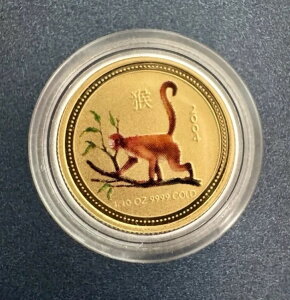 希少 2004年 カラー化 1/10オンス 金貨「申年」オーストラリア ルナシリーズ 1