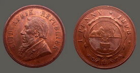 南アフリカ 1898年 ペニー、ジェムレッド/ブラウンカラー、希少高品位#202