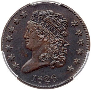 1826 C-2 R-3 PCGS AU �ڍ� �N���V�b�N�w�b�h�n�[�t�Z���g�R�C�� 1/2c