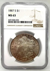 モルガン銀貨 1887 S NGC MS 63 未流通 90%銀 1ドル硬貨