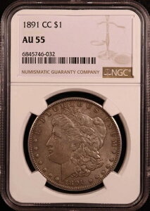 1891年-CC モルガン・ダラー - NGC AU55 - カーソンシティ!魅力的なゴールデングレーのオリジナル!
