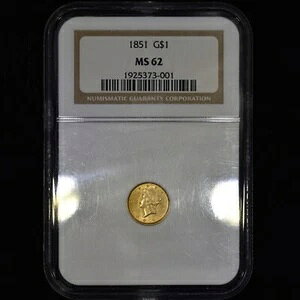 1851 年 1 ドル金貨 ? NGC MS-62 ? コイン G$1 未流通 UNC BU ?信頼済み?