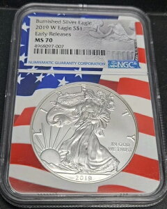 2019 W �o�[�j�b�V���h $1 �V���o�[ �C�[�O�� NGC MS70 ���������[�X (�č����t���[���z���_�[)!