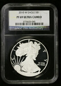 2010 W プルーフ シルバー イーグル NGC PF 69 ウルトラ カメオ ブラック コア