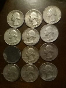 90% 銀 25 セント硬貨 12 枚、すべて D ミントマーク