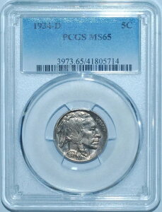 1934 D PCGS MS65 �o�b�t�@���[�j�b�P�� �ُ�ɔ��˂���Z�~�v���[�t�̂悤�ȕ\��