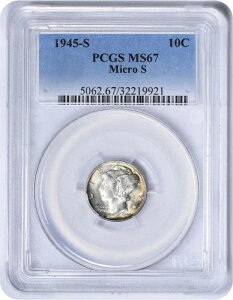 1945-S マーキュリーシルバーダイムマイクロS MS67 PCGS