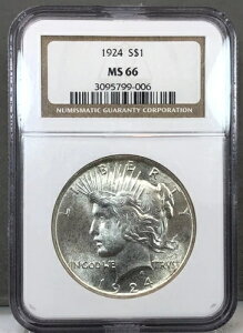 1924年 アメリカ 1ドル 平和ドル銀貨 NGC MS66