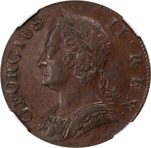 �C���O�����h �W���[�W2�� 1742�N 1/2D �n�[�t�y�j�[�R�C�� NGC�F�� �قڔ�~�� AU58-BN